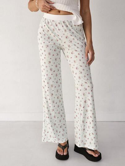 Roylia Women's Elegant Low Waist Flare Pants With Ribbed Pattern, Suitable For Summer Fall Cloth For Women