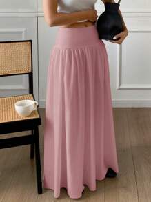 Serisse Women Solid Color Fashion Pink Skirt, Suitable For Summer Winter Casual - Coral Pink - View 5