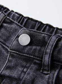 Young Girl Pocket Embroidered Flare Jeans - Dark Grey - View 8