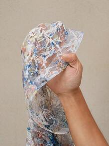 Anewsta 不对称碎花蝴蝶结装饰半透明女裙，时尚设计，适合春季、夏季、节日、毕业典礼等场合。 - 黃色 - 查看 8