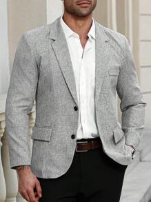 Manfinity Mode Plus Size Men's Casual Office Linen Look Blazer, Mens Casual Blazer, Men Casual Suit