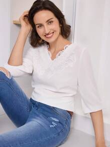 Miaspire Women's Casual Floral Embroidery Collar Blouse, Suitable For Spring/Summer Vacation