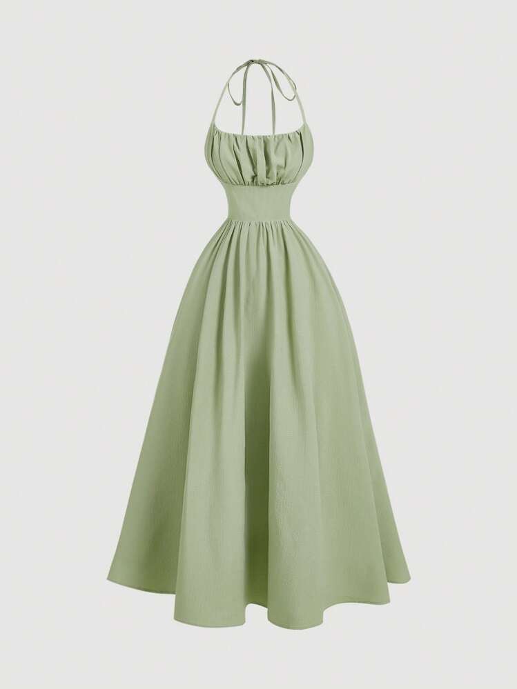 shein long green dress MOD Backless Bowknot For Women, Romantic Bohemian Style,Graduation Dresses,Mint Green Dress vestidos quinceañeras