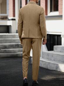 Calvornis Men's Business Commute Jacket And Pants Suit Casual Suits For Men Men Dress Suits - Camel - View 2