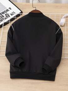 Tween Boys' Casual Academy Print Faux Pocket Mid-Weight Woven Zip-Up Jacket,In Fall/Winter - Black - View 2