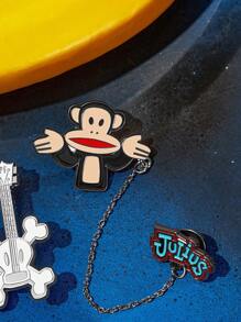 Paul Frank X SHEIN 3pcs/Set Zinc Alloy Funny & Cute Letter Style Decorative Brooch Pins - Multicolor - View 8