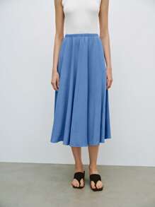 Lumivelle Women's Simple Solid Color A-Line Skirt, Summer Fall Cloth For Women