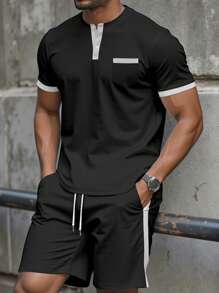 Manfinity Homme Set Polo Shirt Colorblock, minimalista e alla moda, adatto per l'estate