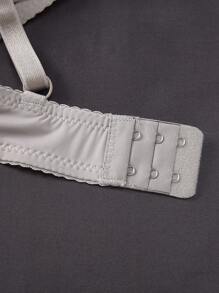 1pc Romantic Solid Color Underwire Supportive Adjustable Bra, Women's - Khaki - View 6