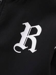 Tween Boys' Casual Academy Print Faux Pocket Mid-Weight Woven Zip-Up Jacket,In Fall/Winter - Black - View 3