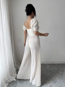 Rafferiza 女士飘逸优雅设计褶皱连体裤 - 杏色 - 查看 2