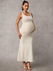 MaterniChic 优雅孕妇装两件套 孕妇装两件套 - 卡其色 - 查看 6