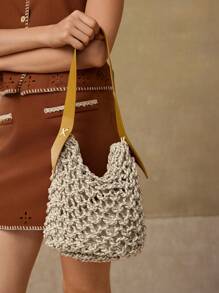 MOTF PREMIUM VACATION BRAID SHOULDER BAG - Beige - View 6