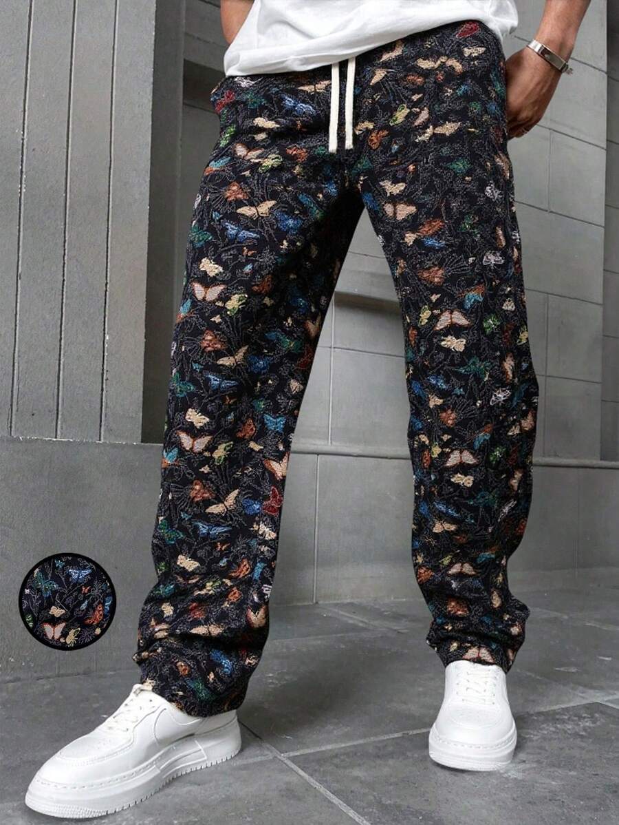 Manfinity Homme Men's Butterfly Printed Pants, Fashion Design Suitable ...