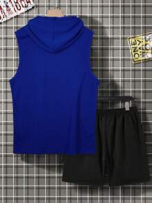 Manfinity Homme Conjunto de camiseta de tirantes y pantalones cortos de moda para hombres, adecuado para el verano