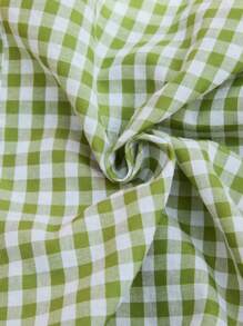 SHEIN Gasaul 度假格子阔腿孕妇连体裤 - 綠色 - 查看 7