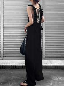 FRIFUL Women's Solid Color Sleeveless Jumpsuit, Fashionable And Suitable For Summer Jumpsuit Lounge Sets For Women - Black - View 4