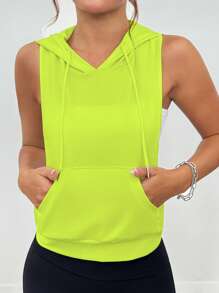 Core Rhythm Women's Sleeveless Print Hooded Sports Sweatshirt