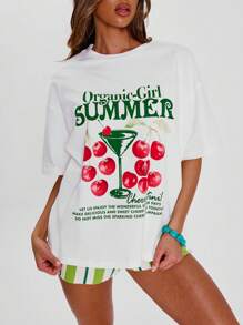 MUSERA Women T-Shirts Organic Girl Summer Graphic Tee Oversized Airport Outfits Holiday Summer Graphic Tees Fall Back To School