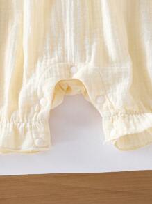 Infant Girls' Korean Style Casual Embroidered Flower & Ruffle Double-Layered Romper, Summer