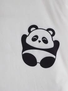 CoupledUp Conjunto de pijama de hombre con estampado lindo de panda, ropa de estar en casa