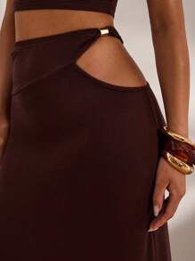 Opulessa Gonna in maglia tinta unita a vita bassa con orlo a coda di sirena per donna