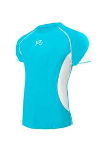 Manfinity Swimmode Men's Contrast Color Raglan Sleeve Surfing T-Shirt, Hawaiian - Baby Blue - View 3