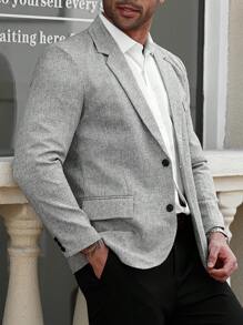 Manfinity Mode Plus Size Men's Casual Office Linen Look Blazer, Mens Casual Blazer, Men Casual Suit