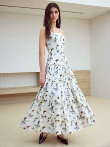 MOTF STUDIO Vestido camisero con estampado de mariposas en lino - Blanco - Ver 5