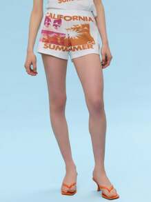 COUREZ California Print Shorts /Summer Outfits For Women Spring Summer Shorts/Y2K/Casual Cotton Cotton Vintage