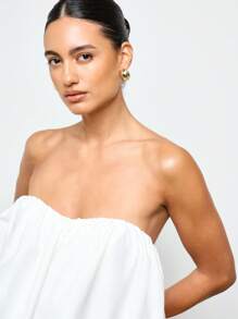 AiiRZ 蓬松喇叭形露肩抹胸上衣 - 白色 - 查看 4