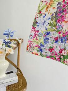 Soleia Romantic Butterfly Floral Print Drawstring Neck Hollow Out Waist Casual Holiday Dress For Women, Suitable For Date, Anniversary, Valentine's Day, Afternoon Tea,Bohemian Clothes Vacation Dress - Yellow - View 4