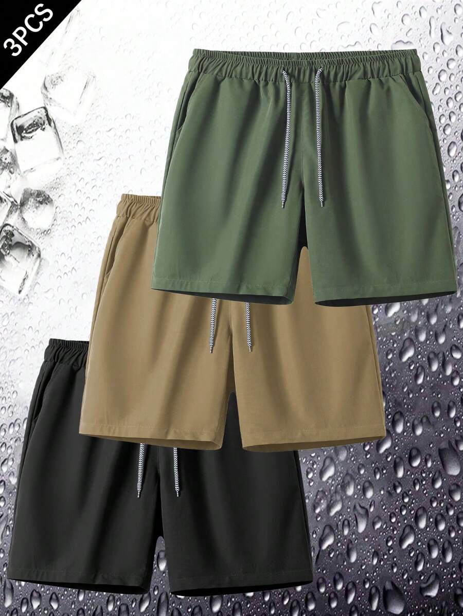 Manfinity Homme 男士夏季休闲抽绳短裤三件装，老公男友服装，送朋友的礼物