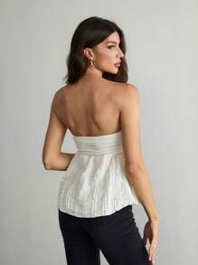 SHEIN Tall Blusa de mujer de unicolor con hombros descubiertos, lazo delantero y volantes texturados, atuendo para conciertos, festivales rave y música country de verano
