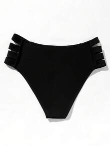 Swim Mod Summer Beach Cut Out Bikini Panty - Black - View 2