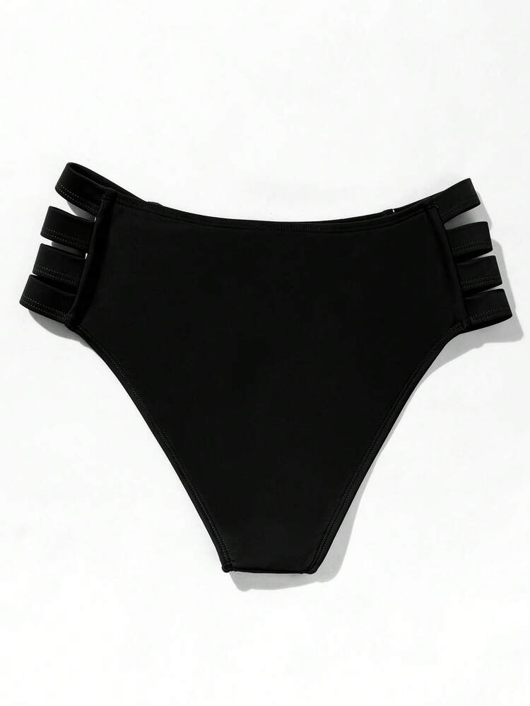 Swim Mod Summer Beach Cut Out Bikini Panty - Black - View 2