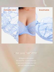 LUVLETTE Plus Woman Full Coverage Lingerie Lounge Curve Support & Breathable Underwire Sexy Unlined Minimizer Lace Elegance Bra Bridal Intimates