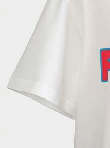 Tween Boy Letter Print Round Neck Short Sleeve T-Shirt, Summer - White - View 6