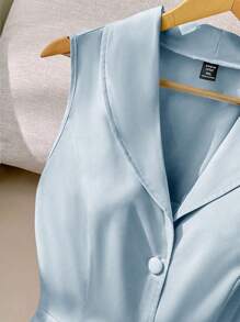 Regalyn Plus Size Women's Pink Collar Pleated Button Front Sleeveless Bodycon Dress, Suitable For Date, Party, Birthday, Office, Vacation, Casual Summer, And Business Casual