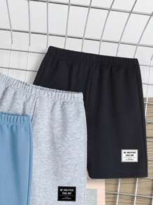 Tween Boys 3pcs Casual Minimalist Figure Pattern Shorts Suit, Summer - Multicolor - View 4