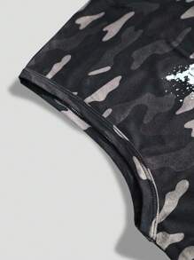 Manfinity EMRG Men's Letter & Camouflage Print Round Neck Casual Tank Top Men Camouflage Tshirt Los Angeles T Shirt Men S Camo