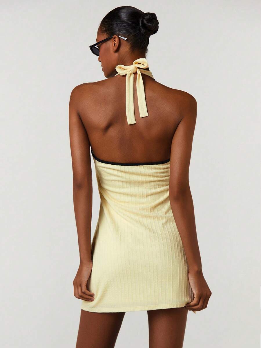 Athîral Đầm ngắn không tay cổ chữ V giản dị có viền tua rua dành cho nữ - Nhiều màu - Xem 1