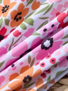 Young Girls Ditsy Floral Ruffle Hem Bikini Sets - Multicolor - View 6