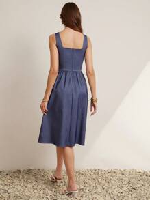 L'Amorae Robe nuisette mi-longue unie pour femme, à la mode pour l'été - Jean clair - Voir 3
