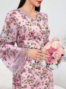 Al Najma Ladies Turkish & Arabic Traditional Long Robe, Modest Kaftan - Pink - View 1