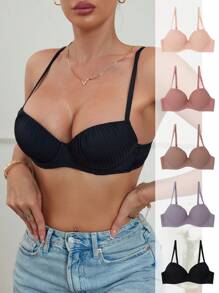 SHEIN Set de 5 sutiene push-up pentru femei cu armătură - Multicolor - Vizualizare 1