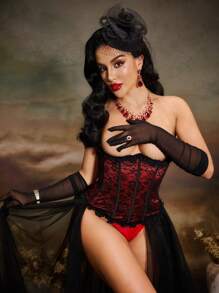 SHEIN 1 Pc Women's Fashion Lace Waist Belt, Suitable For Daily Wear - Black - View 3