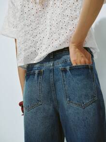 Lumivelle Blusa de unicolor con bordado sencillo para mujer, apropiada para uso diario, vacaciones y viajes - Blanco - Ver 7