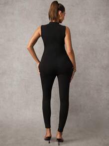 MaterniChic Pregnant Women Summer Casual Solid Color Sleeveless Jumpsuit Maternity Jumpsuits For Woman - Black - View 2