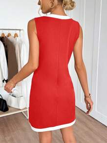 EMERY ROSE Váy liền thân dây đeo đơn giản mùa hè cho nữ có đường viền cổ khoét - Đỏ - Xem 2